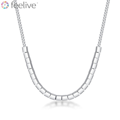 Small Sugar Cube Necklace in Sterling Silver - Feelive