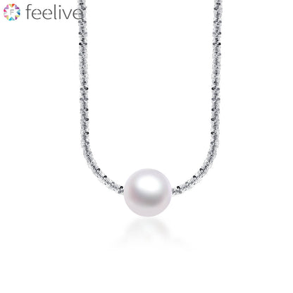 Single Pearl Choker Necklace in Sterling Silver - Feelive