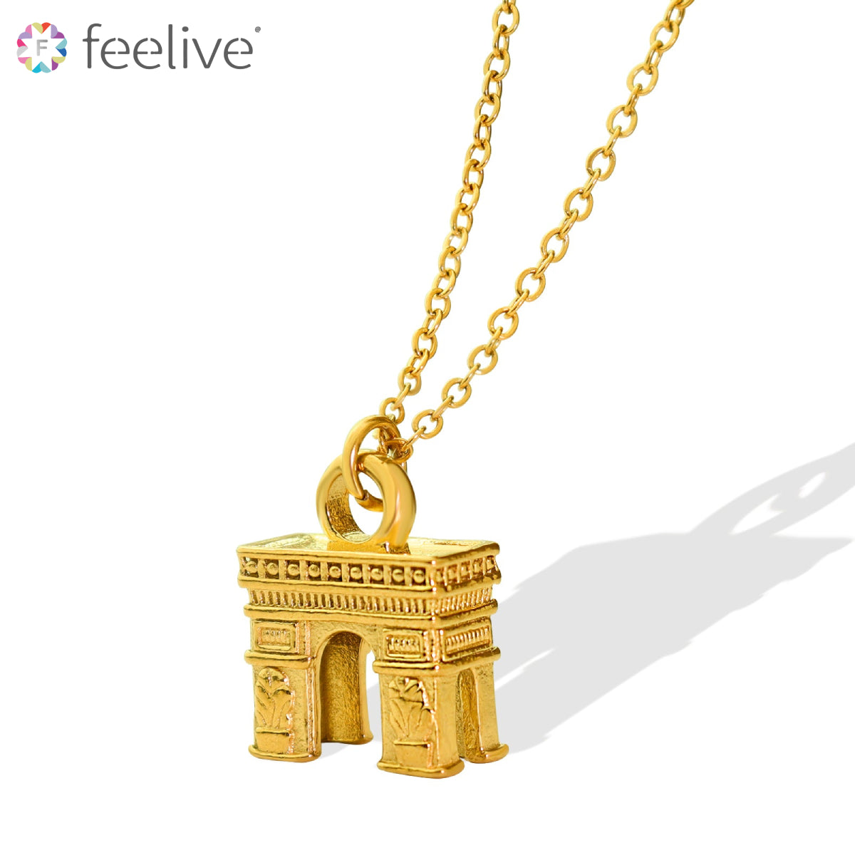 Arc de Triomphe Gold Plated Titanium Necklace