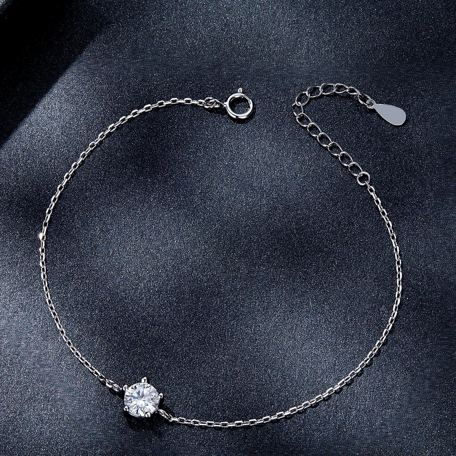 Classic Round Solitaire Moissanite Bracelet in Sterling Silver whole