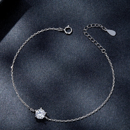 Classic Round Solitaire Moissanite Bracelet in Sterling Silver whole