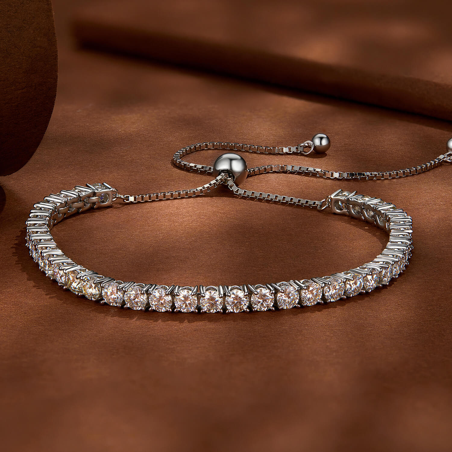 Classic Moissanite Tennis Bracelet in Sterling Silver front