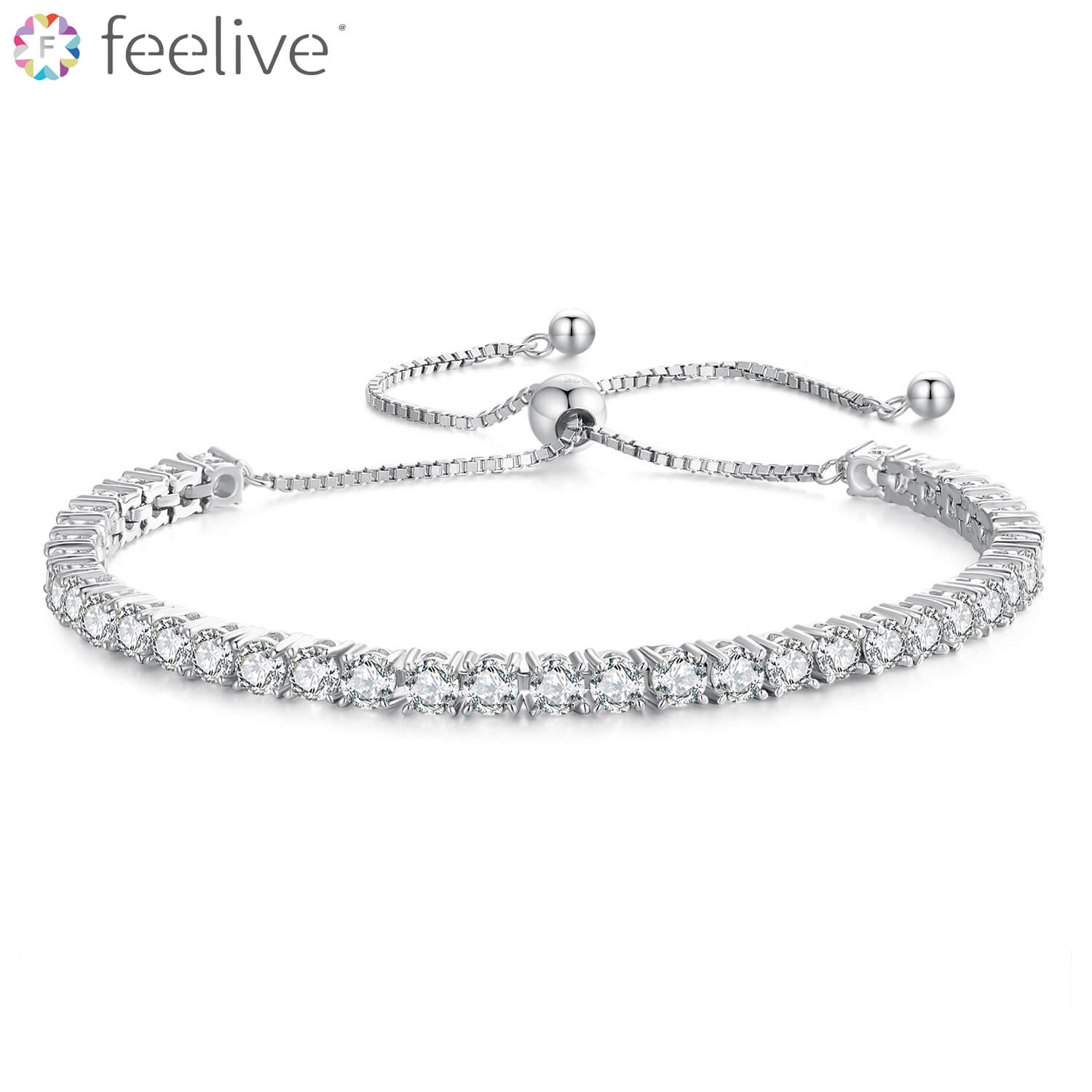 Classic Moissanite Tennis Bracelet in Sterling Silver - Feelive