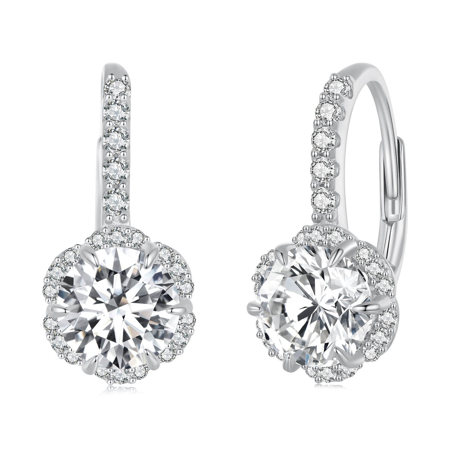 Elegant Flower Moissanite Jewellery Set in Sterling Silver earrings