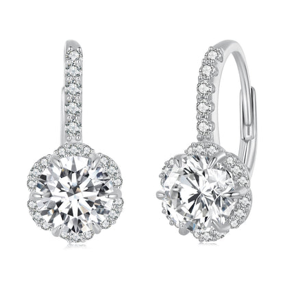 Elegant Flower Moissanite Jewellery Set in Sterling Silver earrings