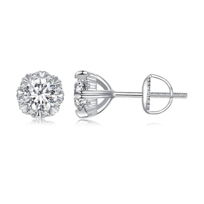 Happy Princess Moissanite Jewellery Set in Sterling Silver earrings