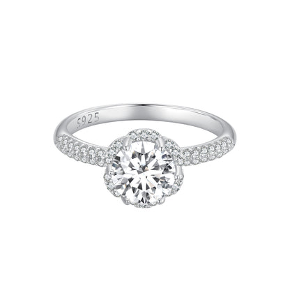 Elegant Flower Moissanite Jewellery Set in Sterling Silver ring