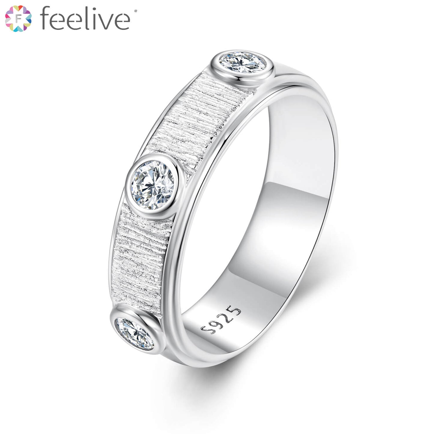 Textured Craft Moissanite Men's Ring in Sterling Silver - Feelive