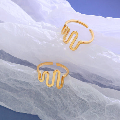 Wave Shaped Gold Plated Titanium Open Ring