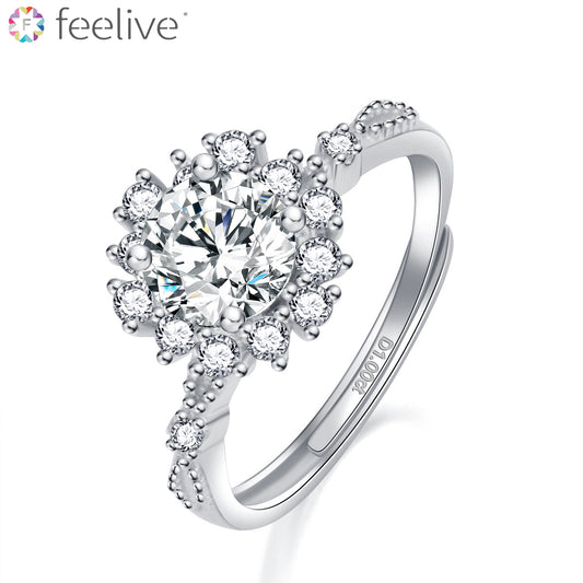 Bouquet Moissanite Engagement Ring in Sterling Silver - Feelive