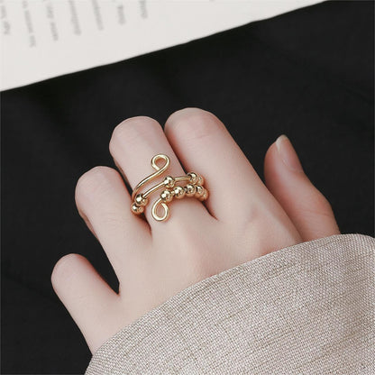 Rotating Beads Stress Anxiety Relief Ring in Alloy gold model