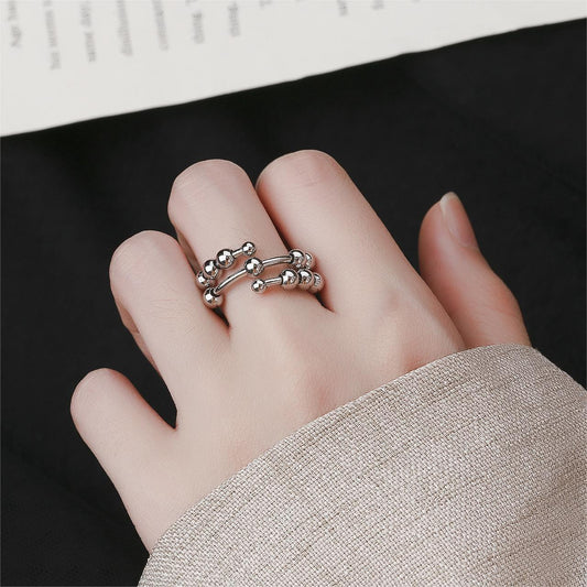 Rotating Beads Stress Anxiety Relief Ring in Alloy silver model