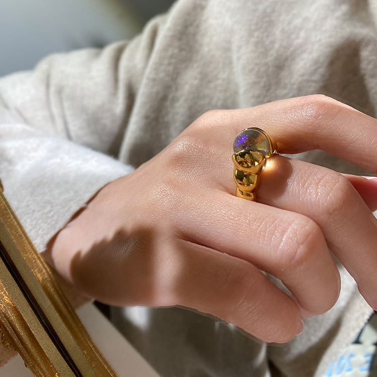 Gemstones Magic Ring in Gold Plated Brass