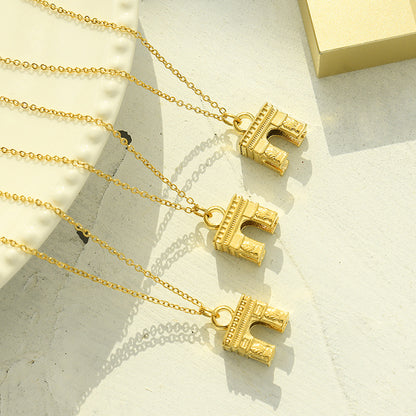 Arc de Triomphe Gold Plated Titanium Necklace