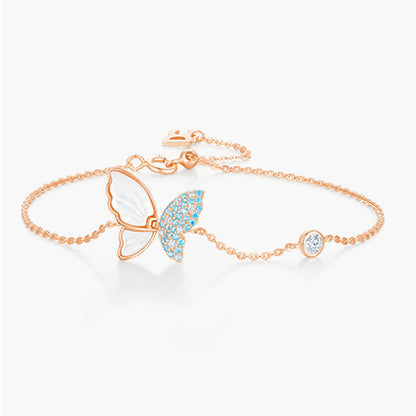 Sunshine Butterfly Zircon Shell Pearl Jewellery Set in Sterling Silver bracelet