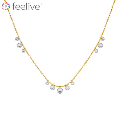 Vintage Sparkling Zircon Necklace in Titanium gold - Feelive