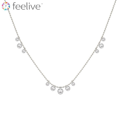 Vintage Sparkling Zircon Necklace in Titanium silver - Feelive