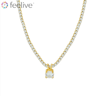 Full Set of Zirconia Necklace in Titanium gold - Feelive