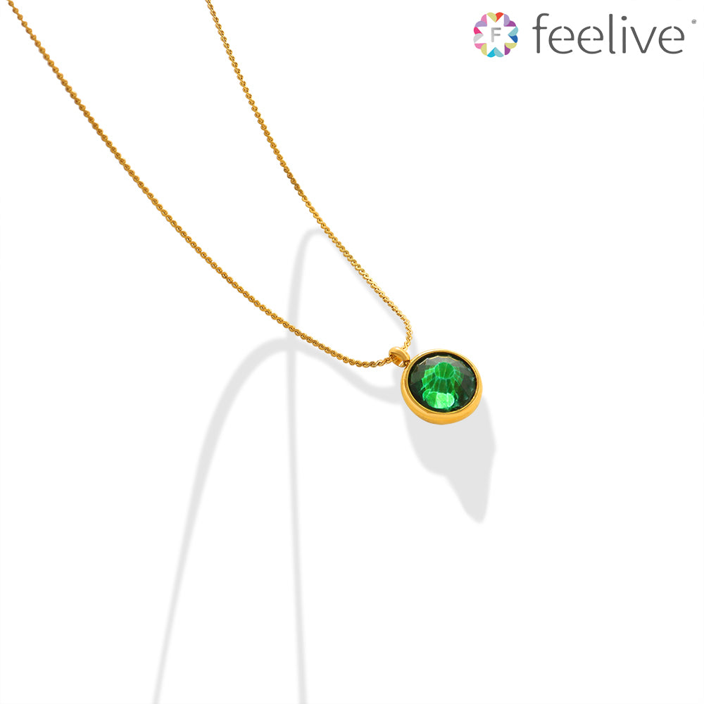 Imitation Emerald Zircon Necklace in Titanium - Feelive