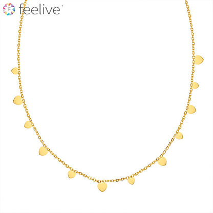 Multi Heart Choker Necklace in Titanium gold - Feelive