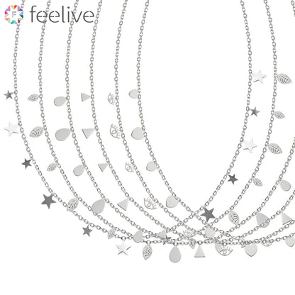 Multi Heart Choker Necklace in Titanium silver - Feelive