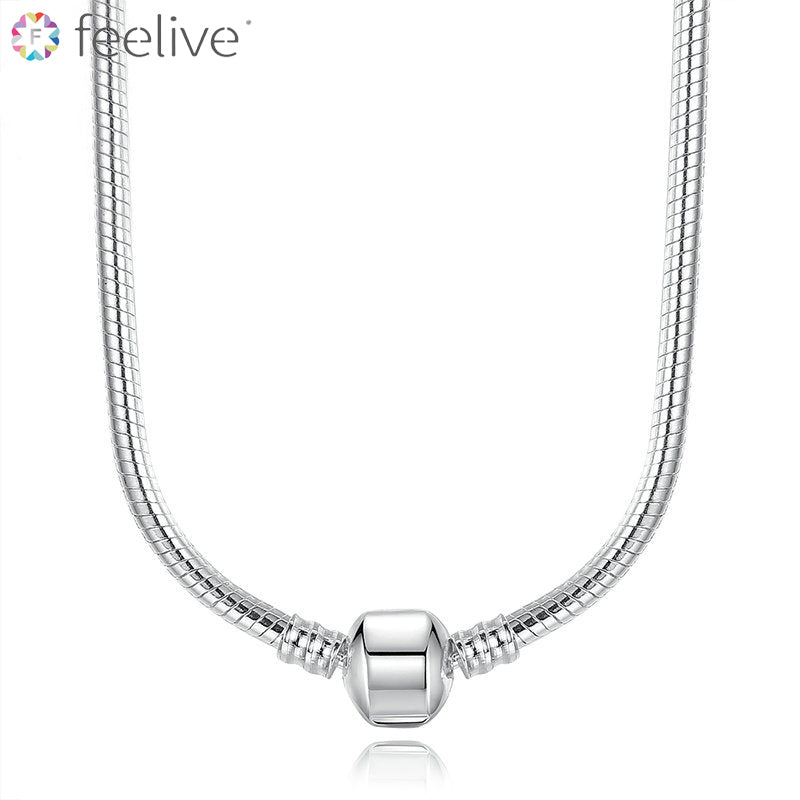 Snake Chain Necklace in Silver Plated Copper - Feelive