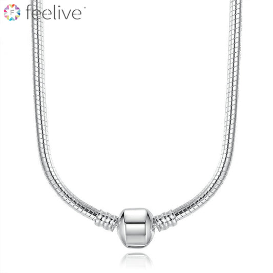 Snake Chain Necklace in Silver Plated Copper - Feelive