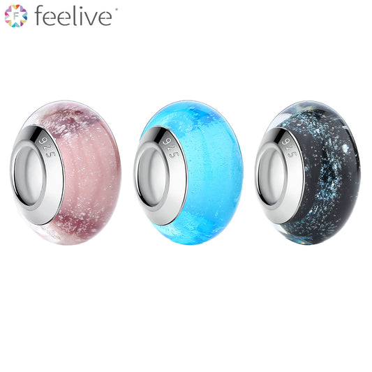 Glow-in-the-dark Colored Glaze Charm Set in Copper Alloy - Feelive