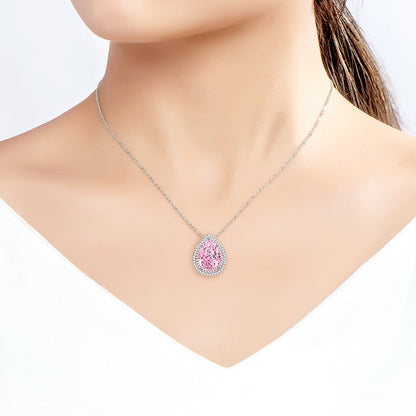 Pink Waterdrop Lab Created Gem Necklace in Sterling Silver model