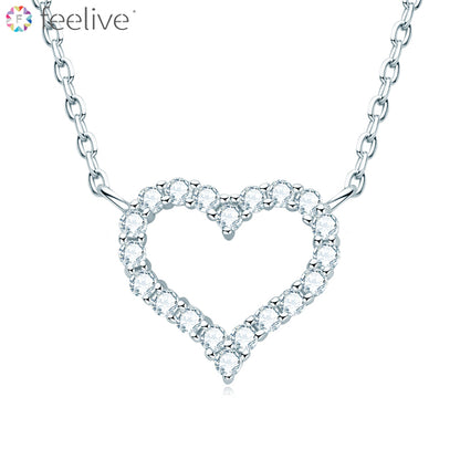 Heart Moissanite Necklace in Sterling Silver - Feelive