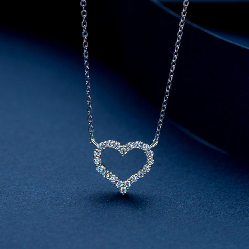 Heart Moissanite Necklace in Sterling Silver front