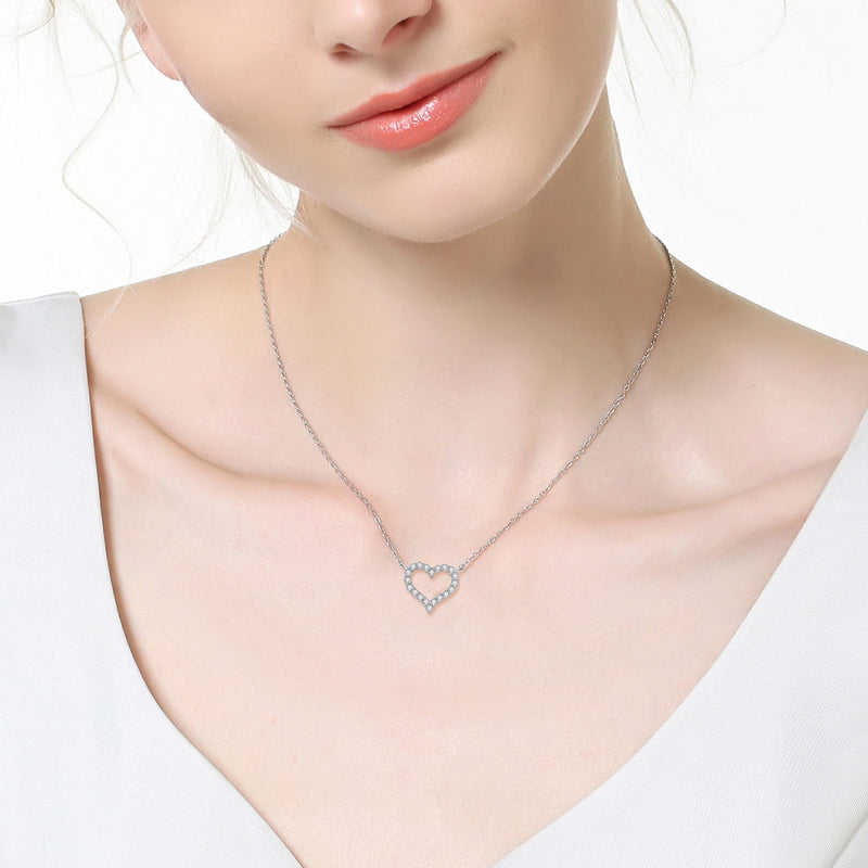 Heart Moissanite Necklace in Sterling Silver model