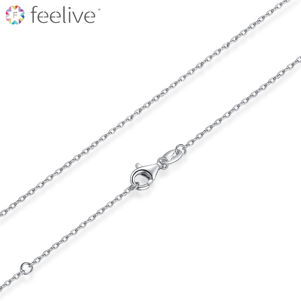 Cable Chain Necklace in Sterling Silver convex type - Feelive