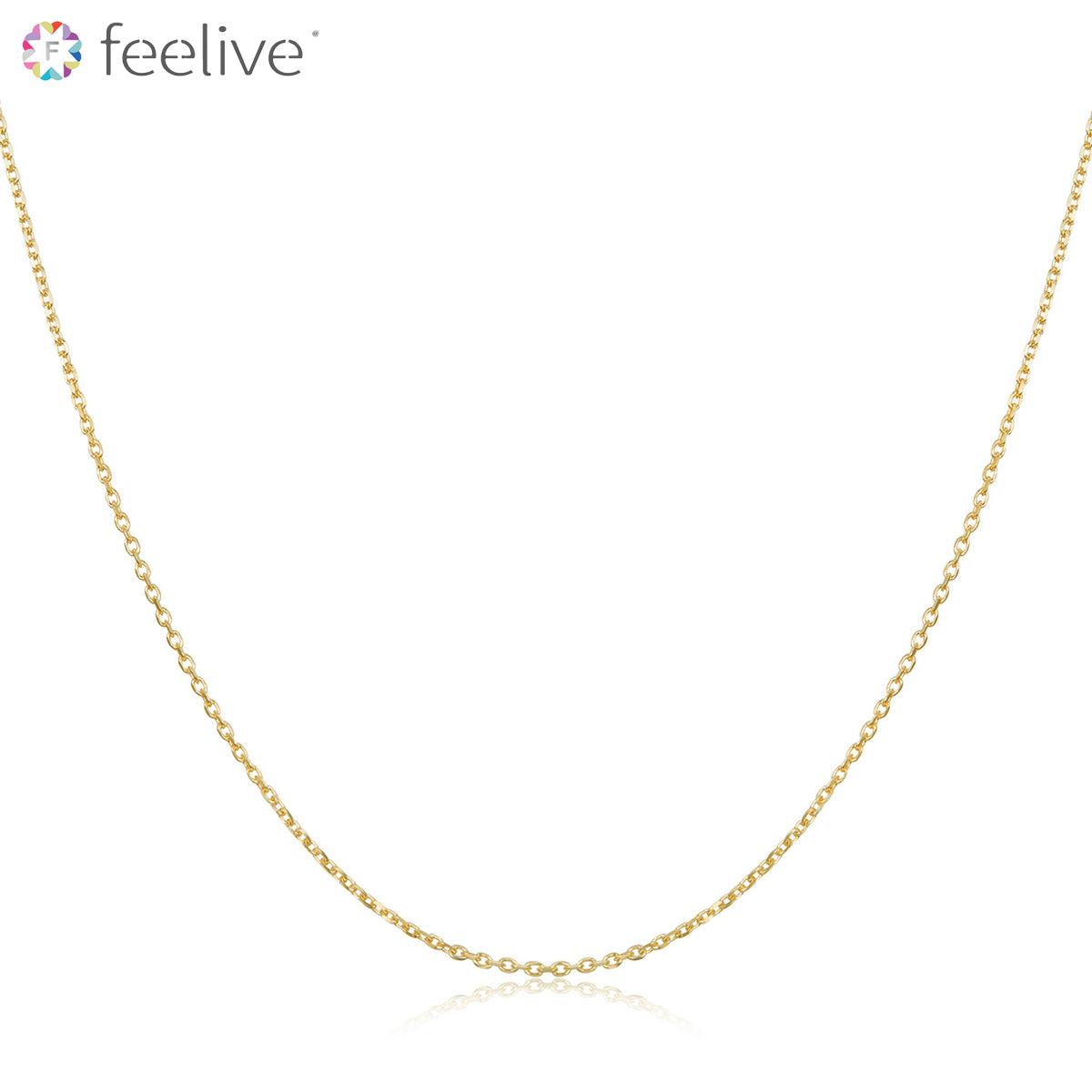 Golden Cable Chain Necklace in Sterling Silver - Feelive