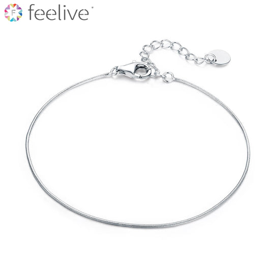 Thin Snake Chain Bracelet in Sterling Silver - Feelive