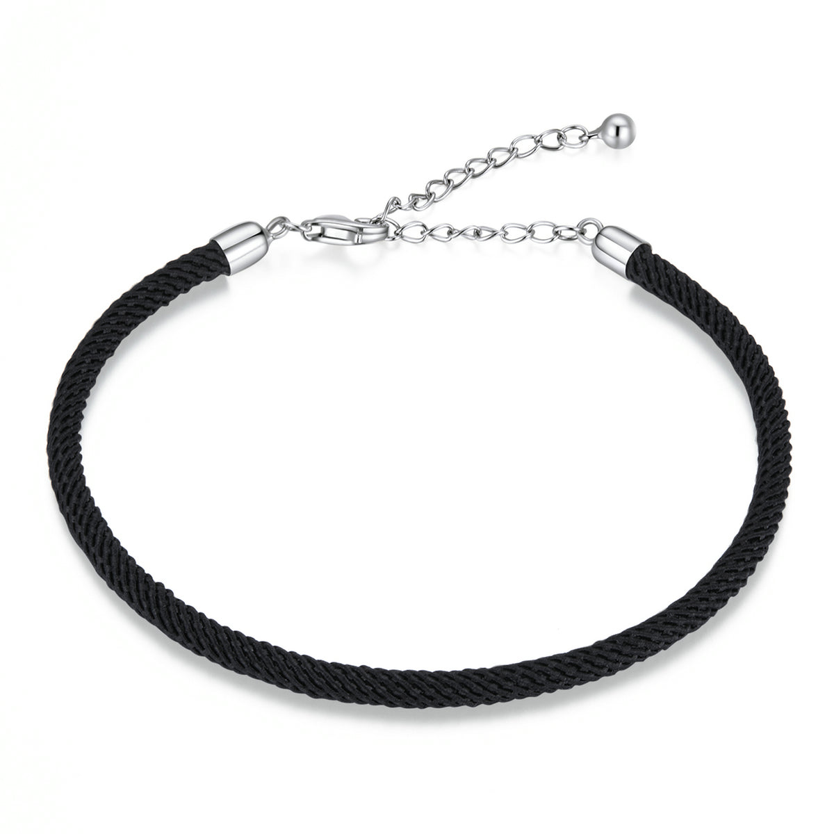 Simple Strip Braided Bracelet in Sterling Silver black