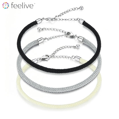 Simple Strip Braided Bracelet in Sterling Silver - Feelive