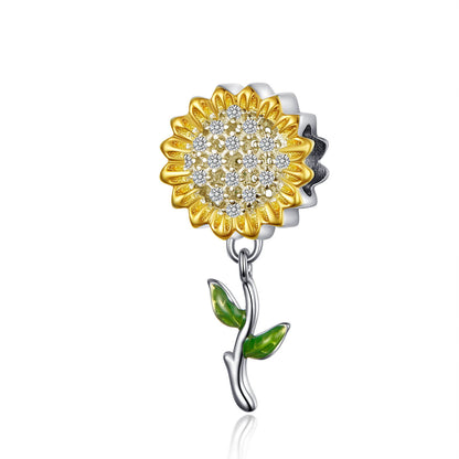 Lucky Garden Gem Charm Set in Sterling Silver sunflower