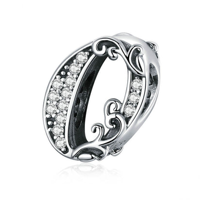 Number Zircon Charm Bead in Sterling Silver 0