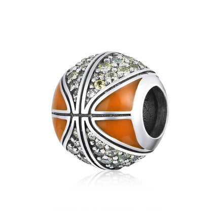 Ball Sports Series Enamel Charms Set in Sterling Silver basketball