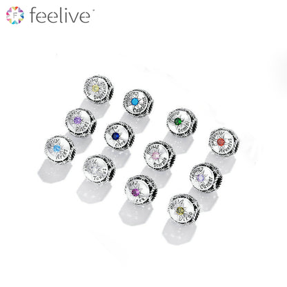 DIY Vintage Constellation Birthstone Charm Bead in Sterling Silver - Feelive