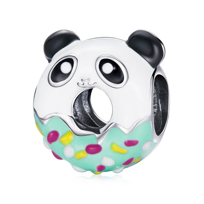 Animal Donuts Enamel Charms Set in Sterling Silver panda