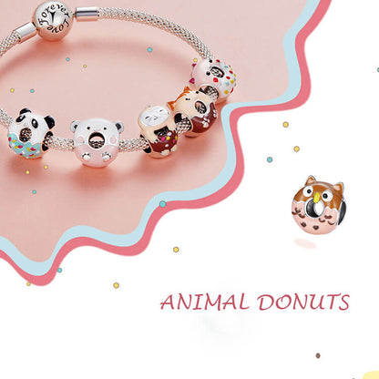 Animal Donuts Enamel Charms Set in Sterling Silver