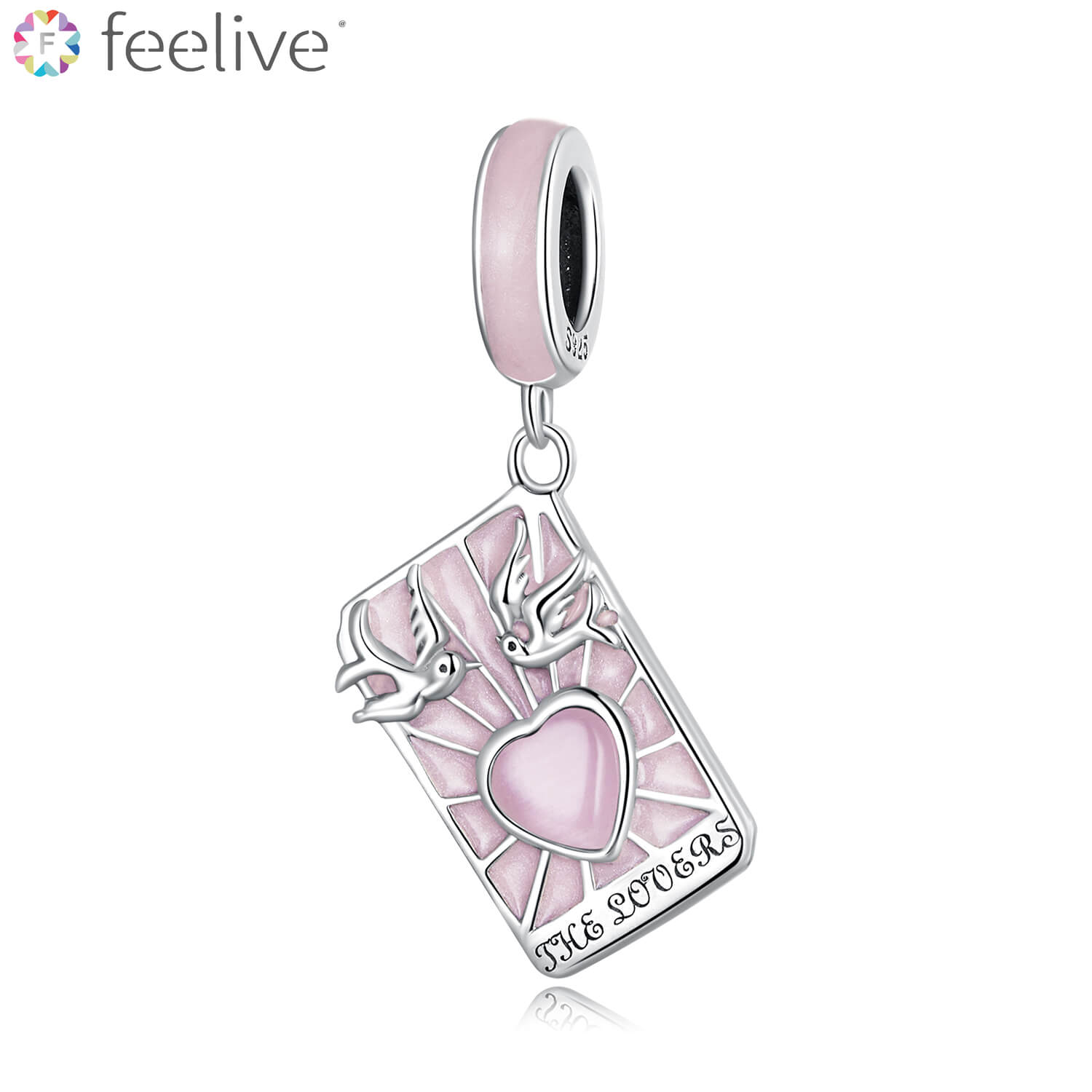 Tarot - Lovers Glass Enamel Charm in Sterling Silver - Feelive