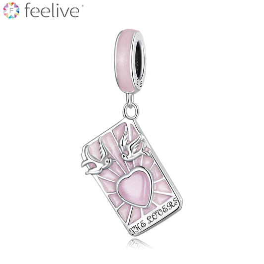 Tarot - Lovers Glass Enamel Charm in Sterling Silver - Feelive