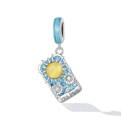 Tarot - Sun Glass Enamel Charm in Sterling Silver front