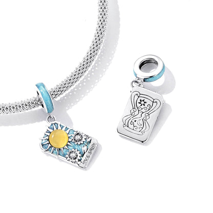 Tarot - Sun Glass Enamel Charm in Sterling Silver sides