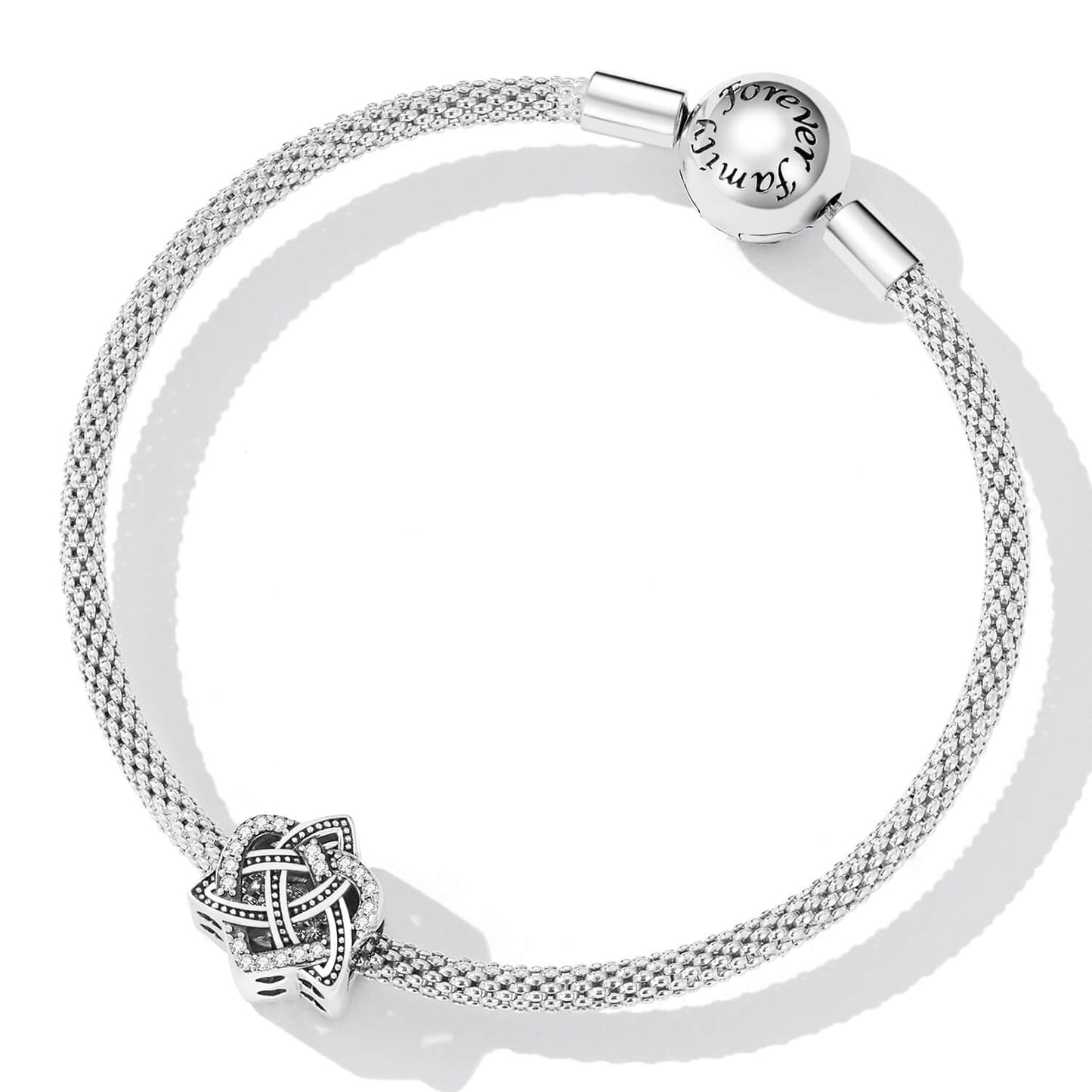 Celtic Knot Zircon Bracelet Charm in Sterling Silver