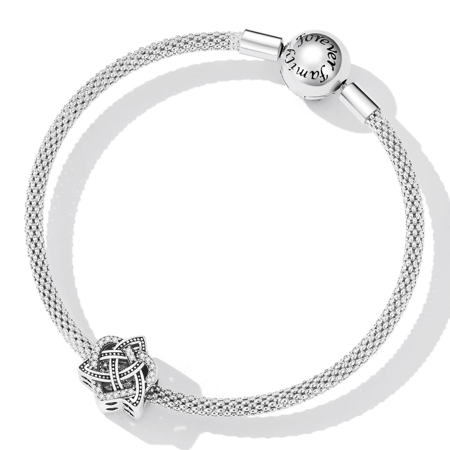 Celtic Knot Zircon Bracelet Charm in Sterling Silver