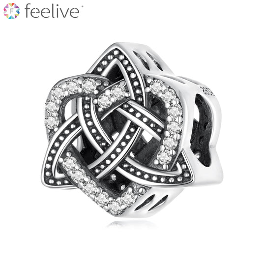 Celtic Knot Zircon Charm Bead in Sterling Silver - Feelive